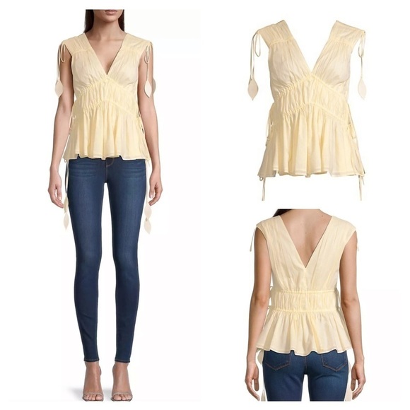 Tory Burch
Sleeveless Smocked Peplum Top COLOR New Ivory size 0 - Picture 1 of 17